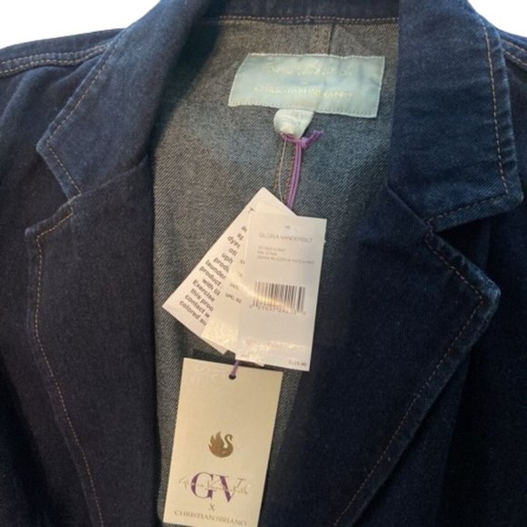 NWT Women Size 14 Gloria Vanderbilt Christian Siriano Patch Pocket Denim Blazer - Picture 4 of 4